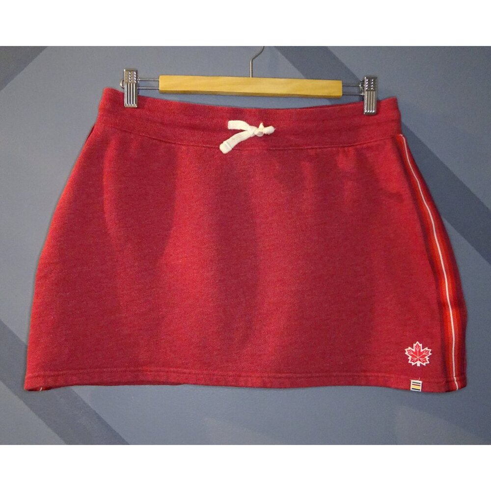 Hudson Bay (HBC) Olympic sweatshirt skirt in red.